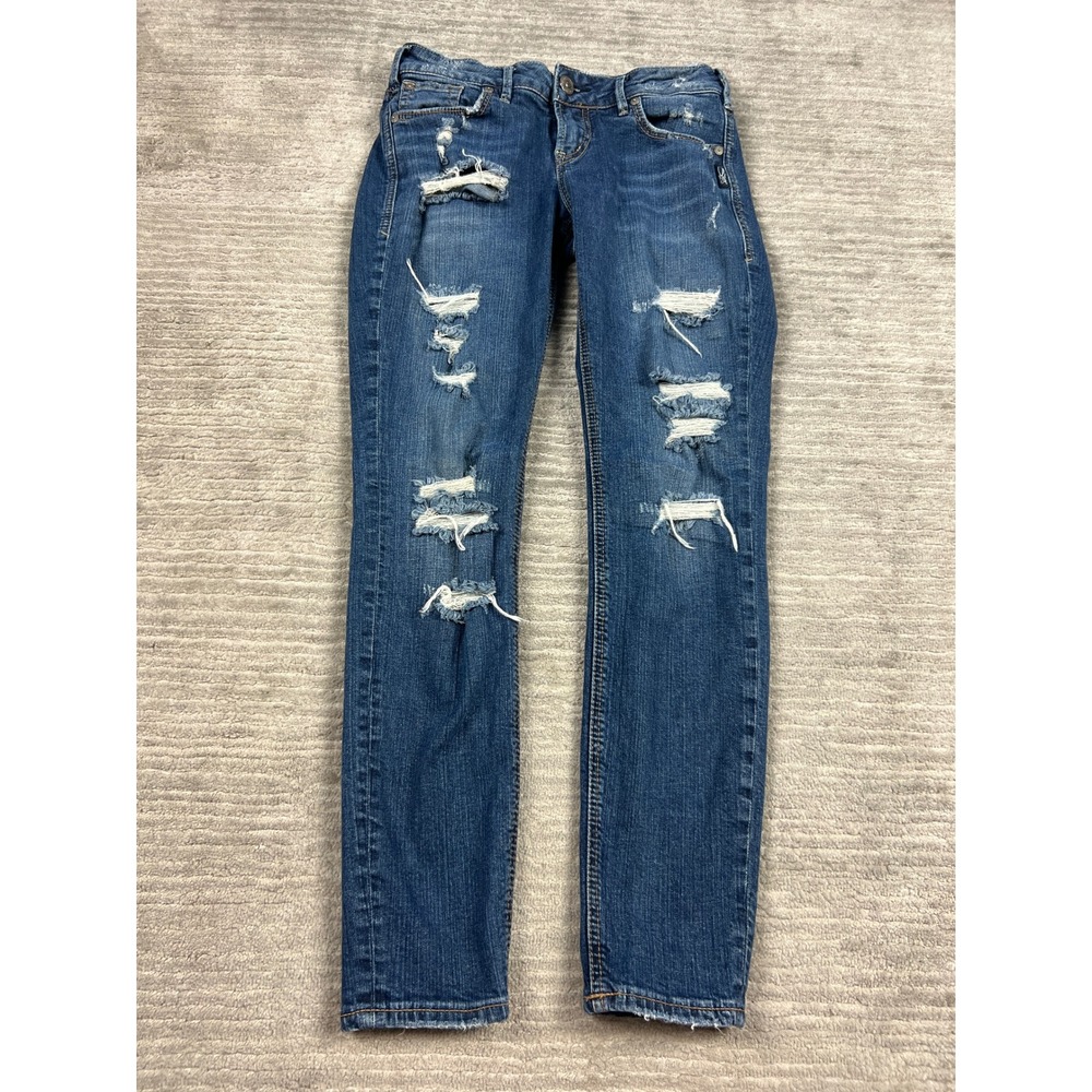 Silver Jeans Co. Suki Skinny Women 27 Medium Blue Distressed Ripped L93136SJL346